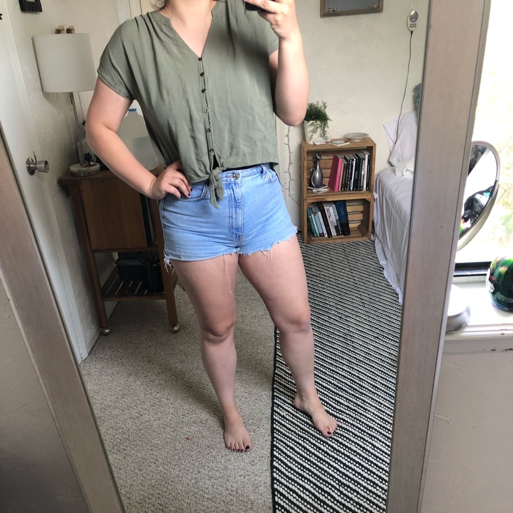 olive tie shirt